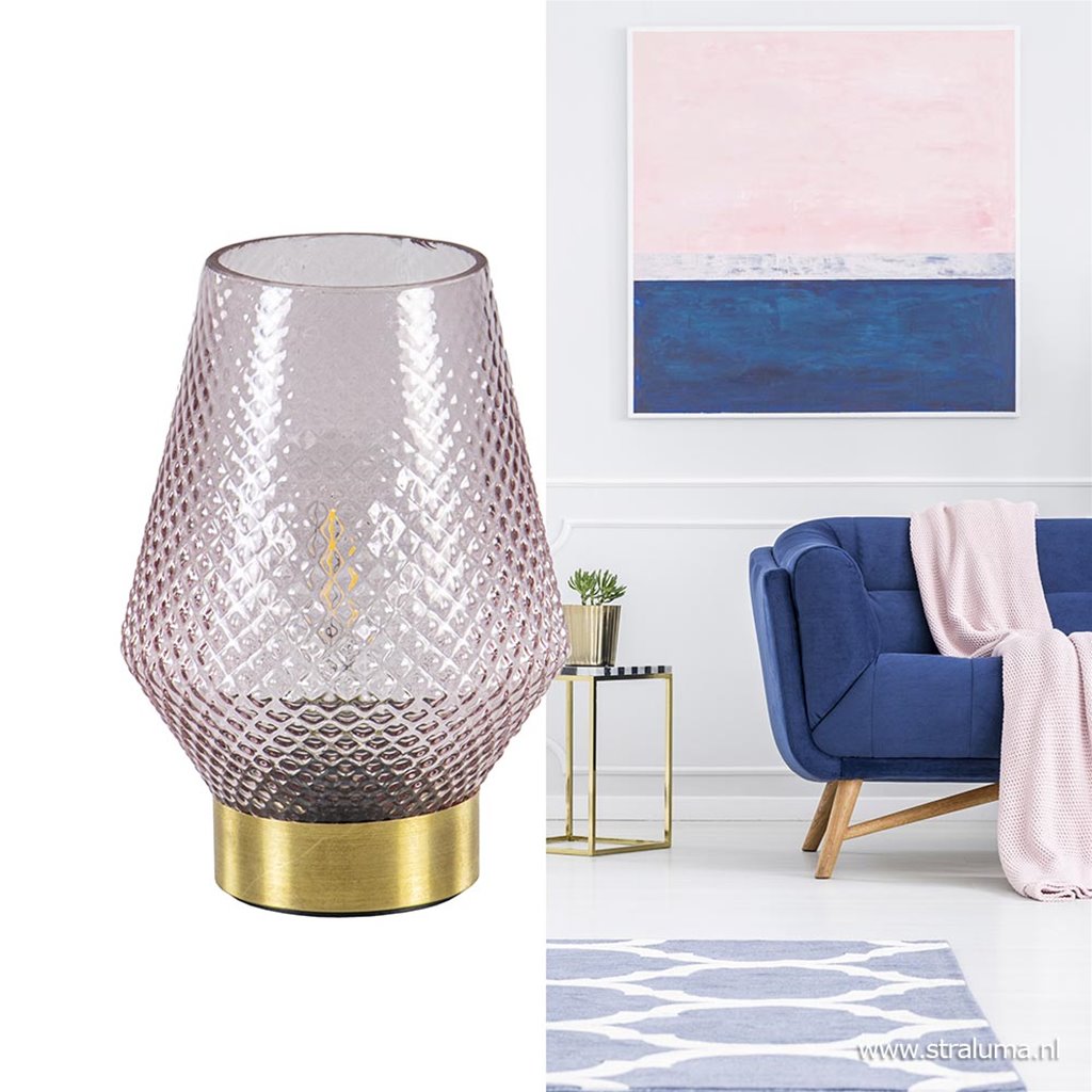Kleine tafellamp Tovi roze met goud