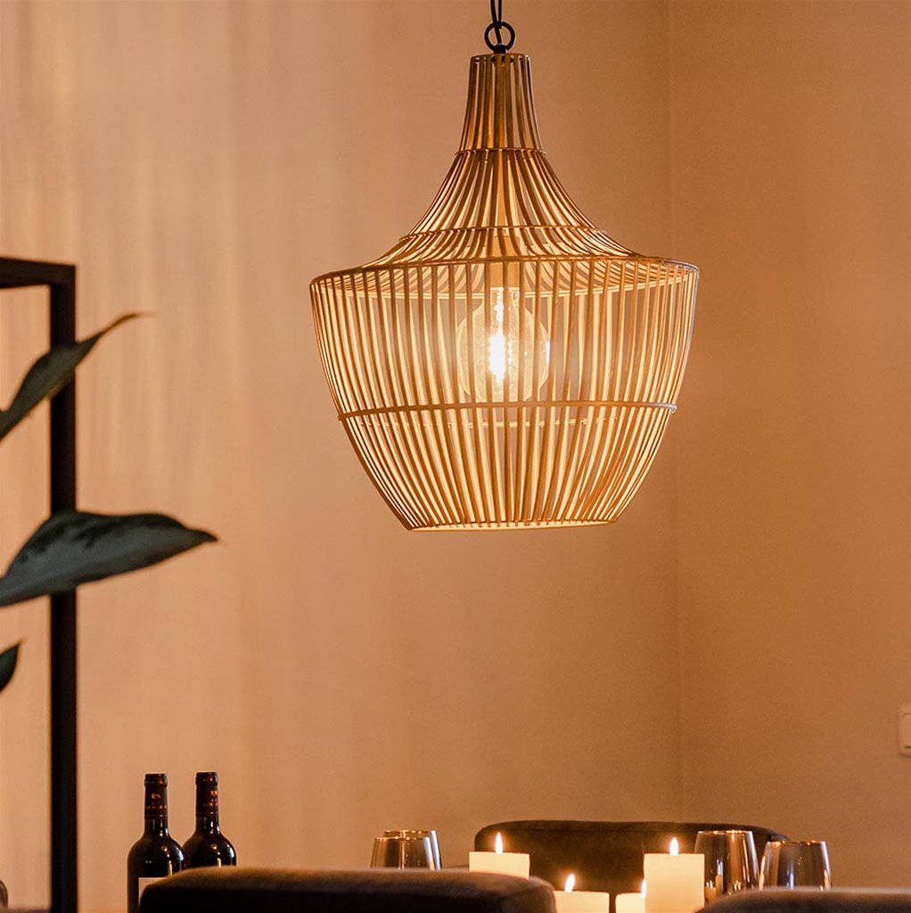 Metalen hanglamp Stella antiek brons met zwart