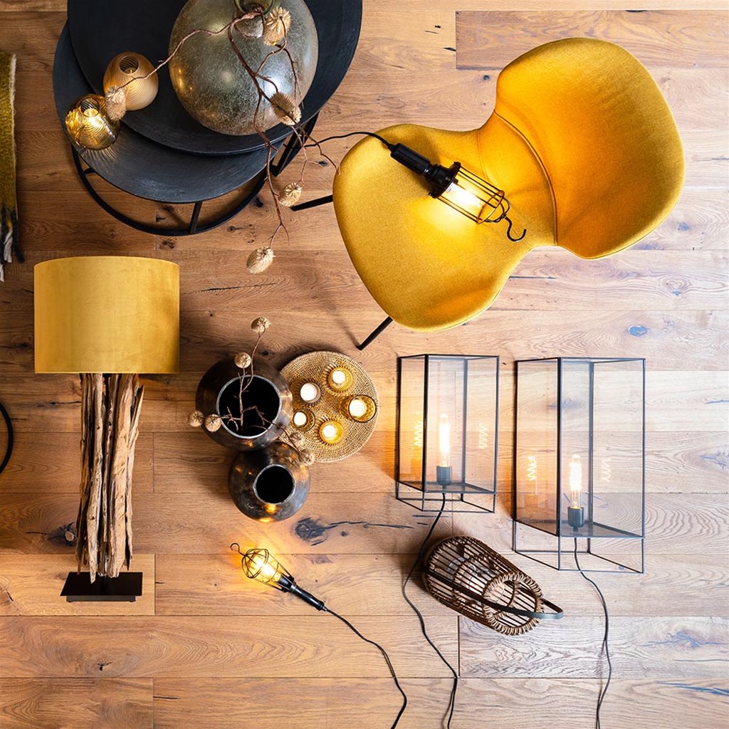 Grote tafellamp Solas mat zwart met helder glas