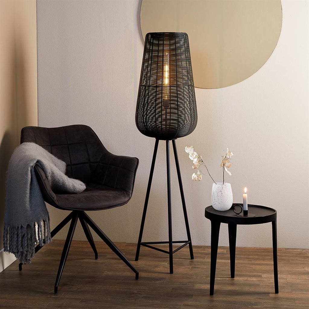 Grote vloerlamp Adeta mat zwart