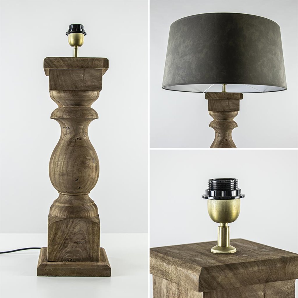 Schelden mobiel vloeiend Robuuste lampvoet Cadore massief hout met brons | Straluma