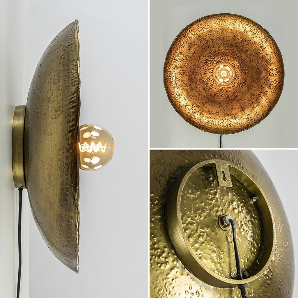 Met opzet brandwonden West Robuuste wandlamp Neva rond 50 cm antiek brons | Straluma