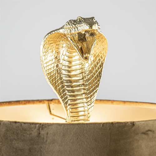 Gouden tafellamp Snake met velours kap