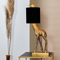 Light and Living tafellamp Giraffe klein antiek brons/velvet zwart