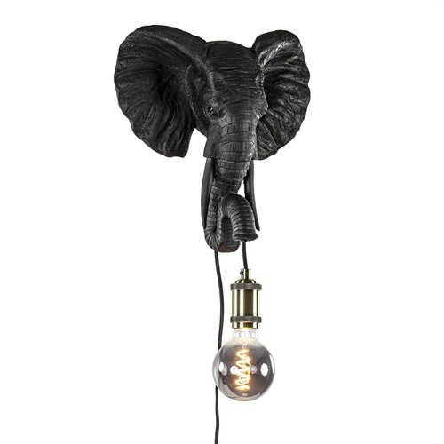 Botanische wandlamp Elephant mat zwart