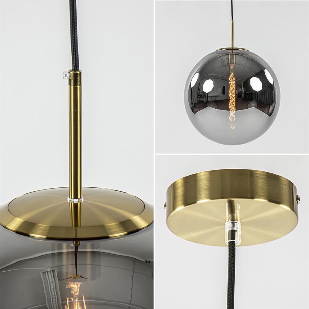 Mededogen Stevenson Voorwaarden Grote luxe hanglamp brons + smoke glas Medina | Straluma