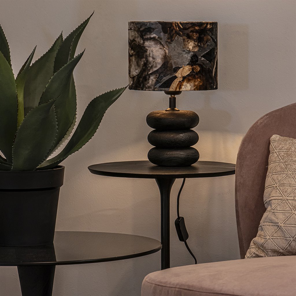 Kleine lampvoet Budango zwart hout excl kap L&L