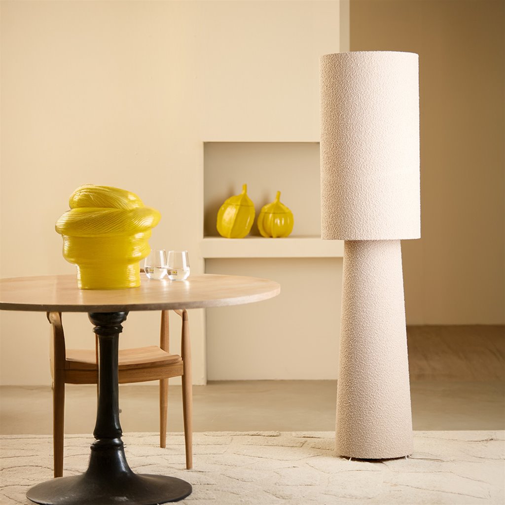 Vloerlamp Micky bouclé creme
