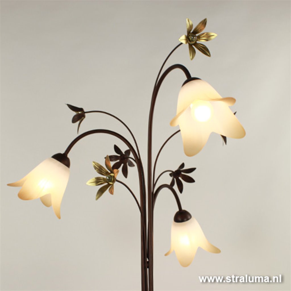 Onbevreesd Scorch waterval Klassieke vloerlamp bruin met bloemen | Straluma