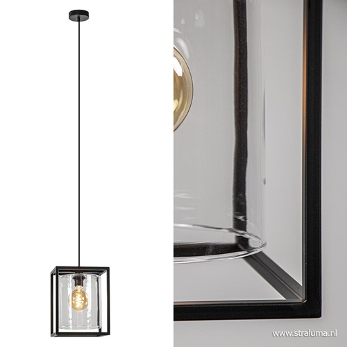 Landelijke hanglamp lantaarn frame zwart
