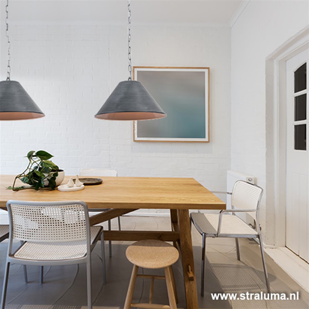 Eettafel hanglamp betonlook 2-lichts