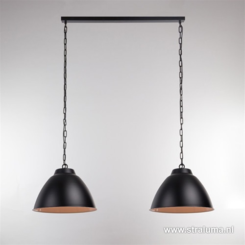 Zwarte eettafel hanglamp 2-lichts