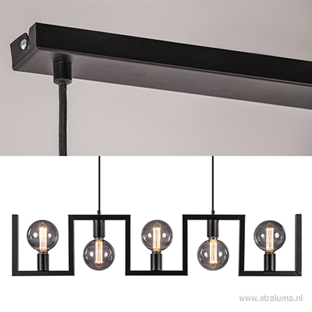 Alexander Graham Bell Stiptheid Weinig Metalen eettafel hanglamp zwart frame | Straluma