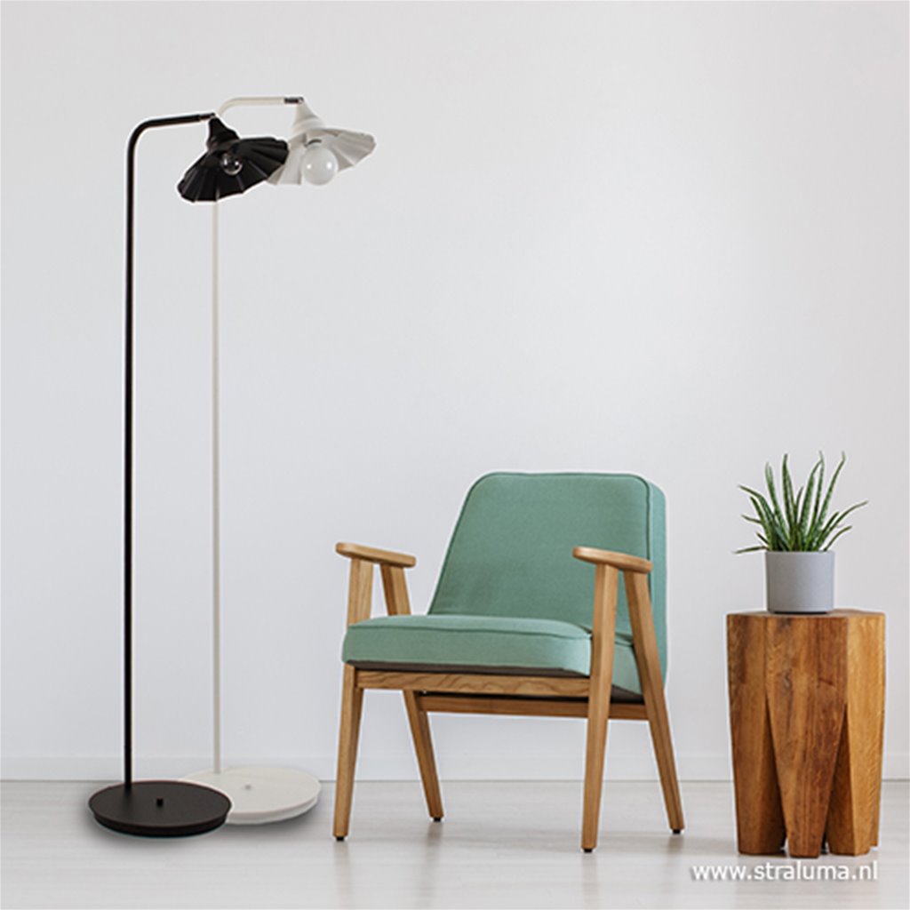 Vloerlamp met kap mat wit