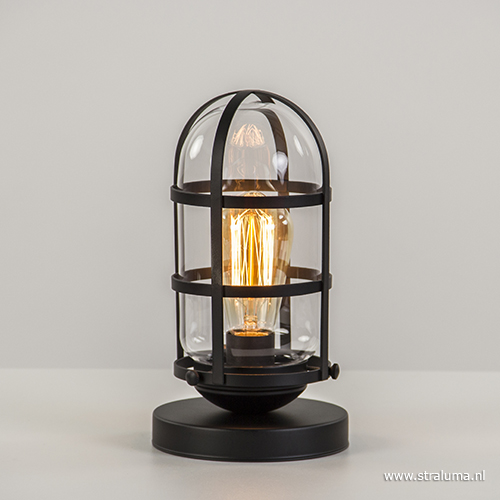 Tafellamp kooi zwart glas | Straluma
