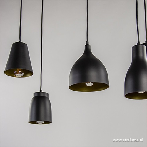 Hanglamp 8-lichts zwart/goud multipendel