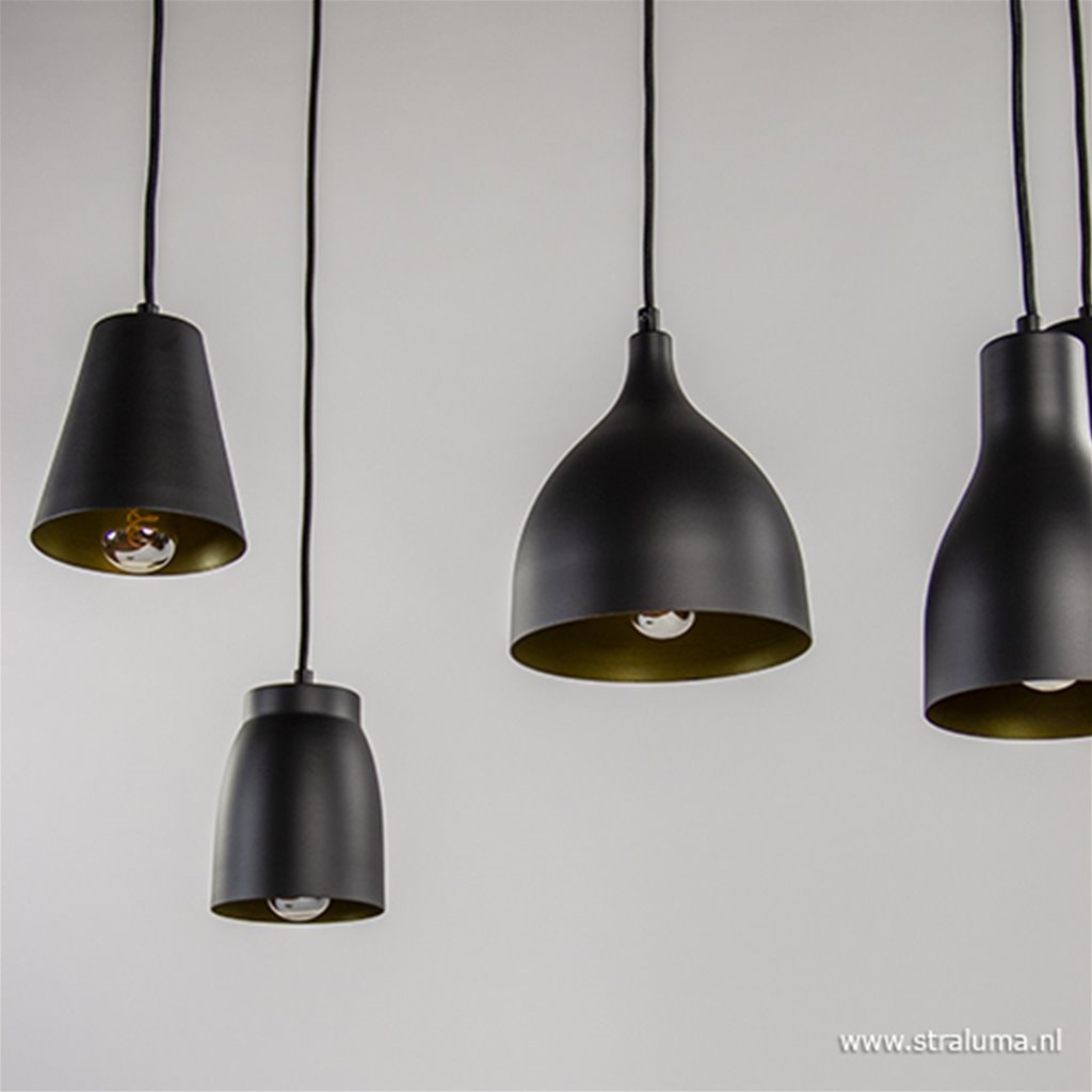 Hanglamp zwart/goud | Straluma