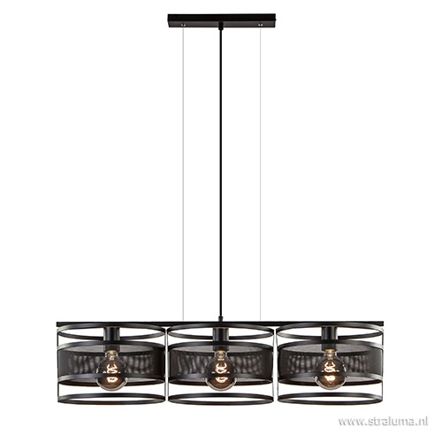 Hanglamp 3-lichts trommel zwart