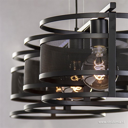 Hanglamp 3-lichts trommel zwart