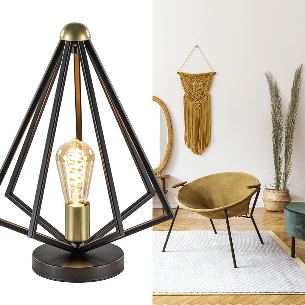 Tafellamp arrow mat zwart met goud
