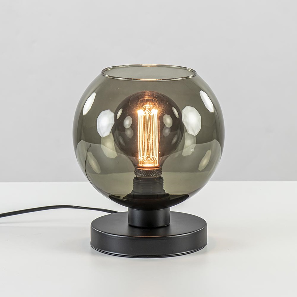 een experiment doen Afhankelijkheid wees onder de indruk Kleine tafellamp zwart met smoke glazen bol | Straluma