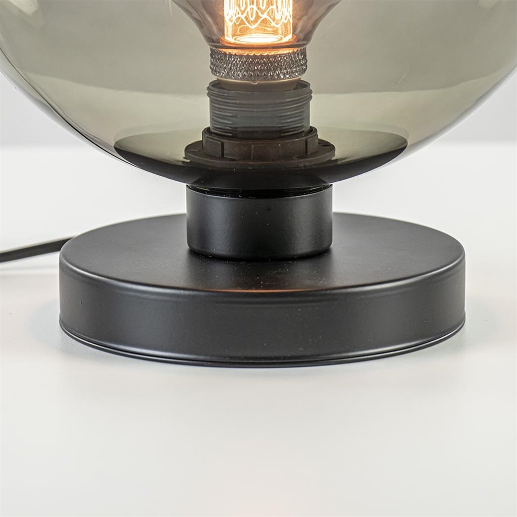 Geleend Kalmte Lui Trendy tafellamp zwart met smoke glas 25 cm | Straluma