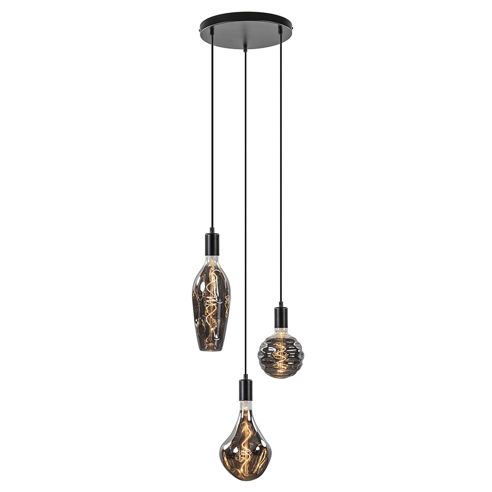 Trendy 3-lichts Hanglamp Mat Zwart Exclusief Lichtbron | Straluma