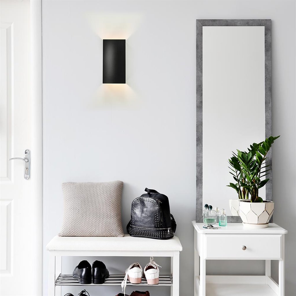 Rechthoekige wandlamp mat zwart G9