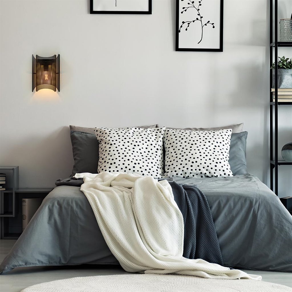 Zwarte wandlamp gaas