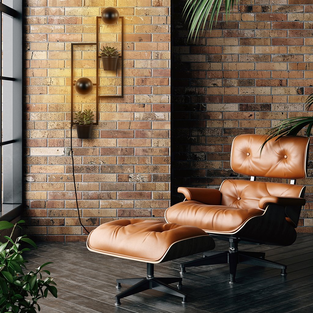 Wandlamp zwart met bloempotjes 2x E27
