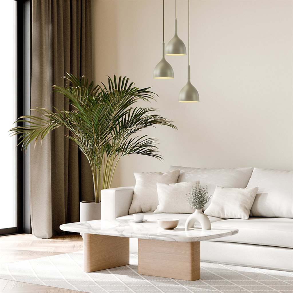 Hanglamp 3-lichts rond beige