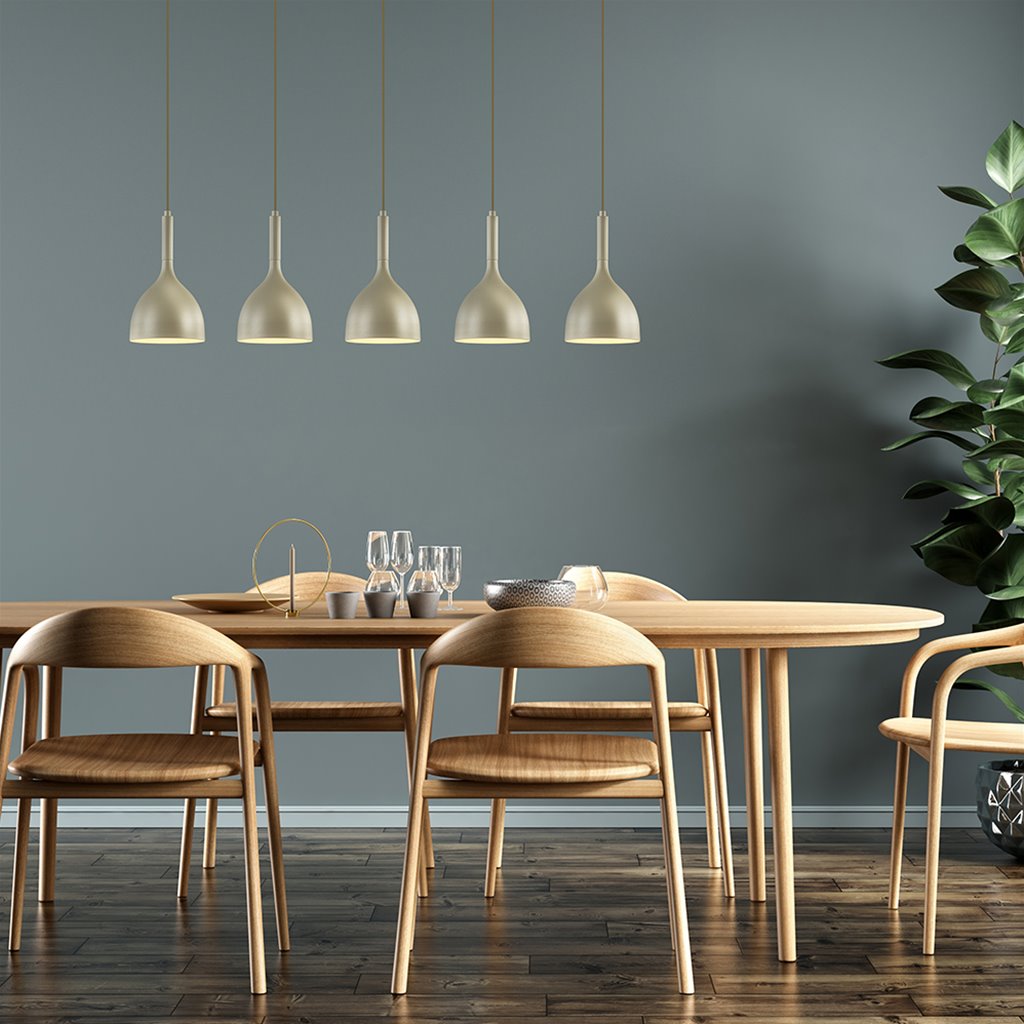 Langwerpige hanglamp 5-lichts beige
