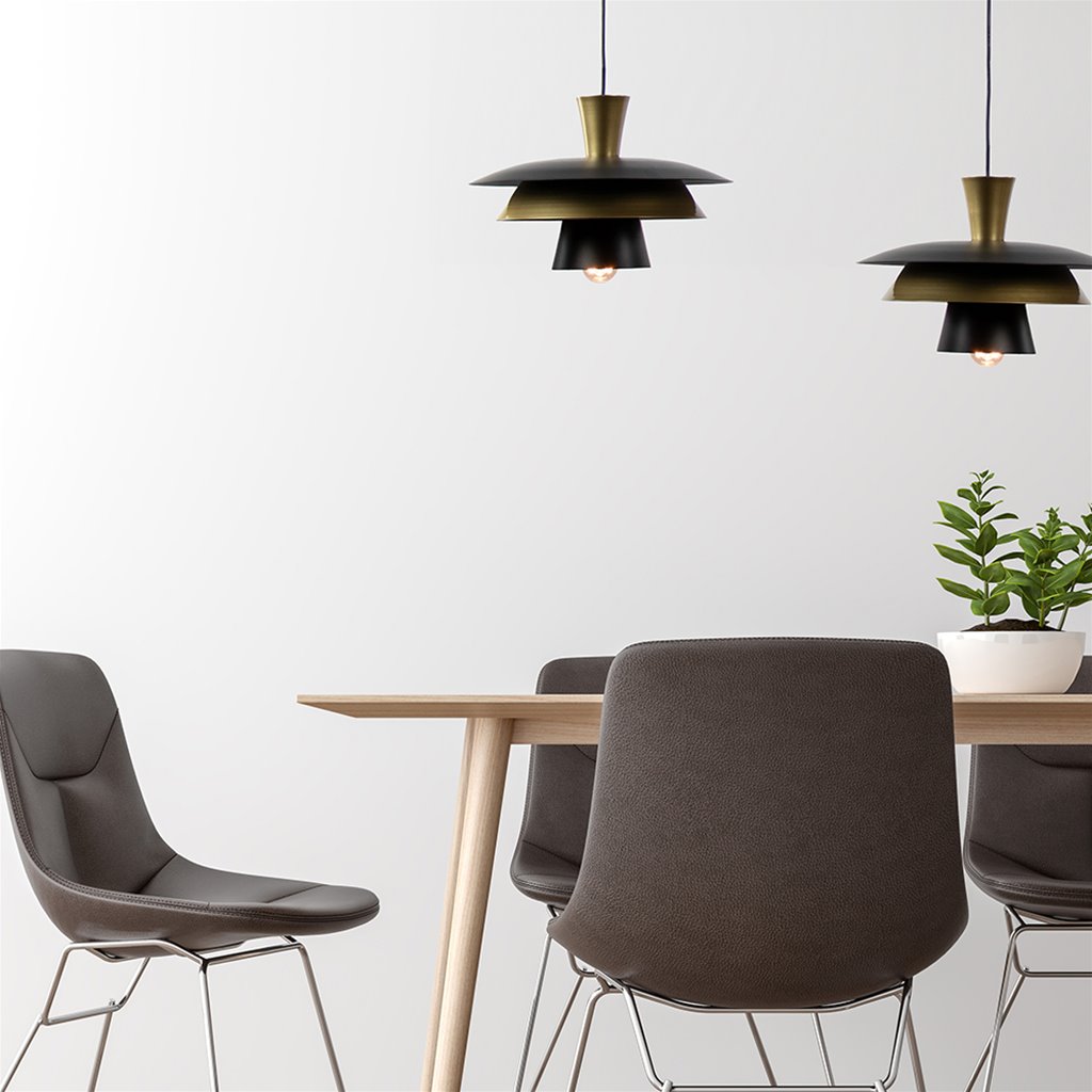 Hanglamp zwart + goud