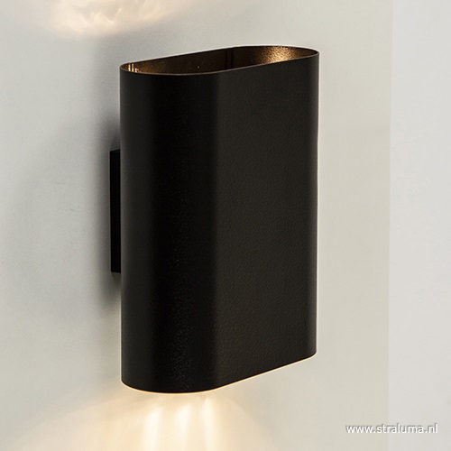 Wandlamp ovaal zwart 2xe14