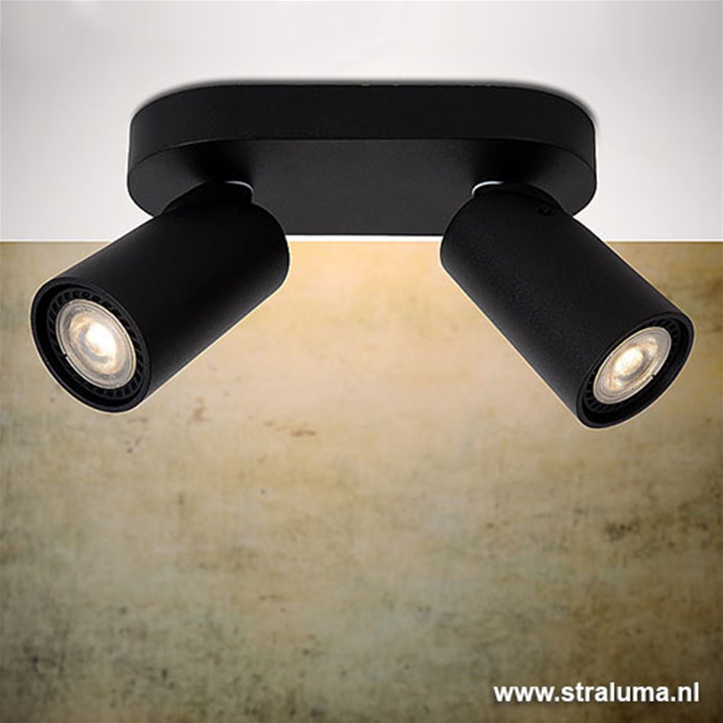 2-lichts spotbalk zwart incl. led gu10
