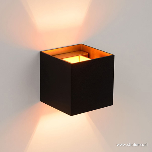 Wandlamp kubus zwart/goud inclusief G9 | Straluma