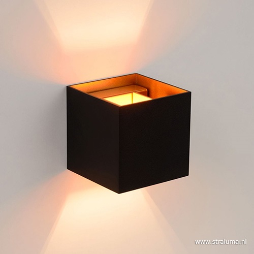 Wandlamp Xio kubus zwart/goud inclusief G9
