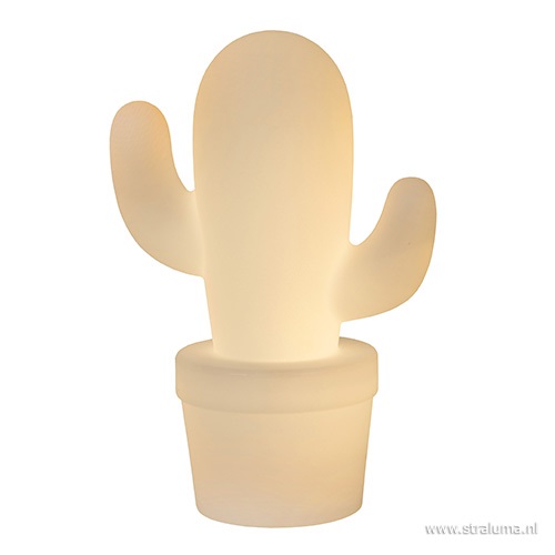 Draadloze LED tafellamp cactus wit