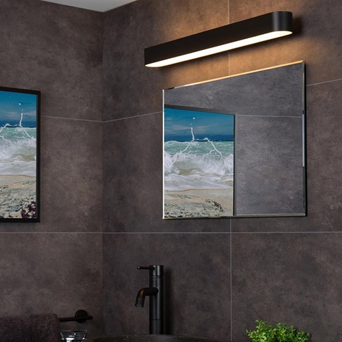 Langwerpige badkamer wandlamp LED zwart 90 cm