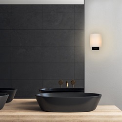 Badkamerwandlamp zwart met opaal glazen kap