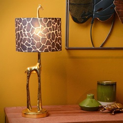 Grote tafellamp Giraf goud met bruine kap