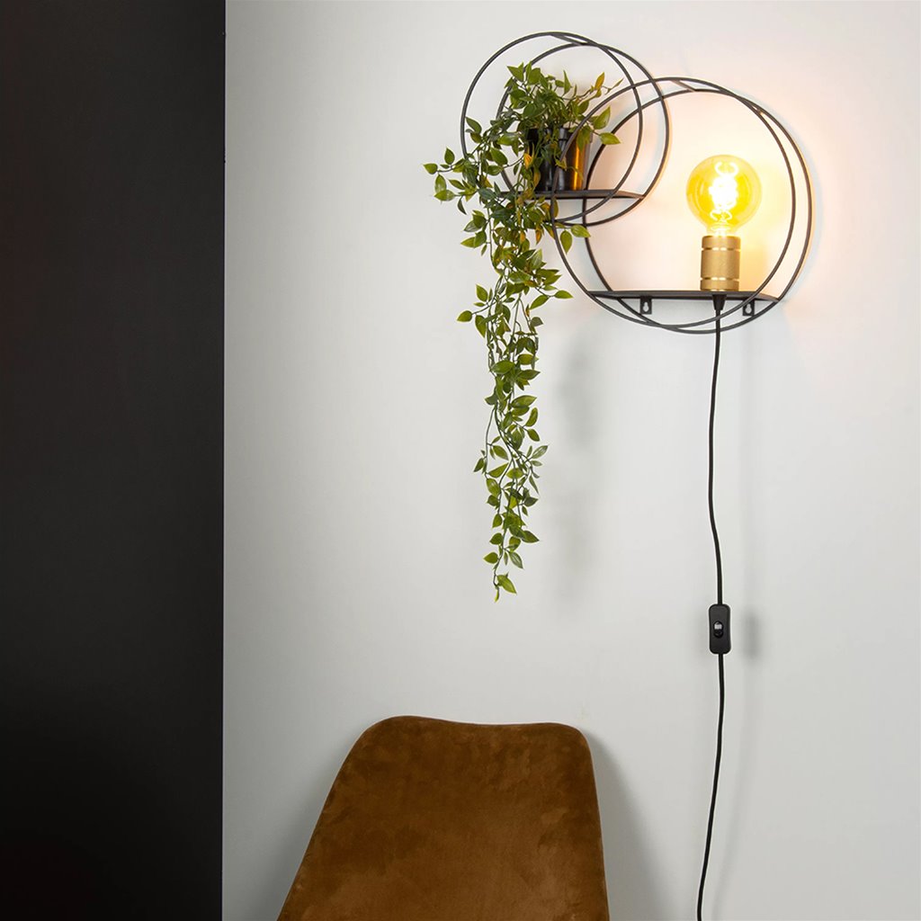 Decoratieve wandlamp met plankjes