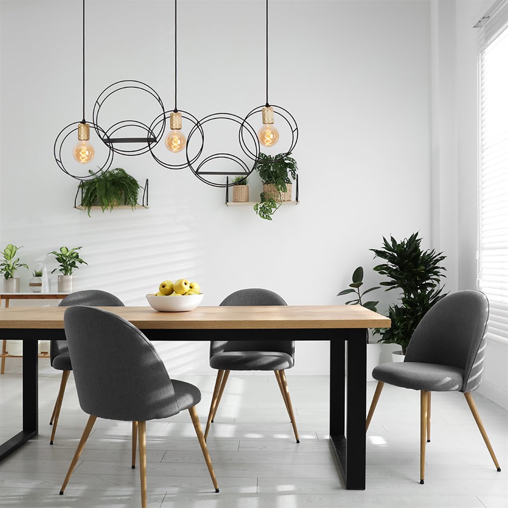 Hanglamp 5 ringen zwart/goud