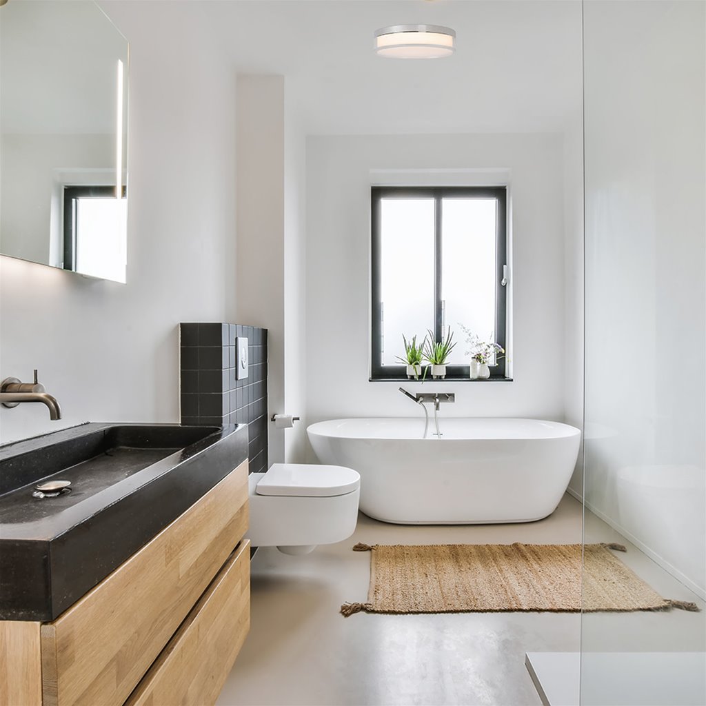 Plafondlamp wit + chroom