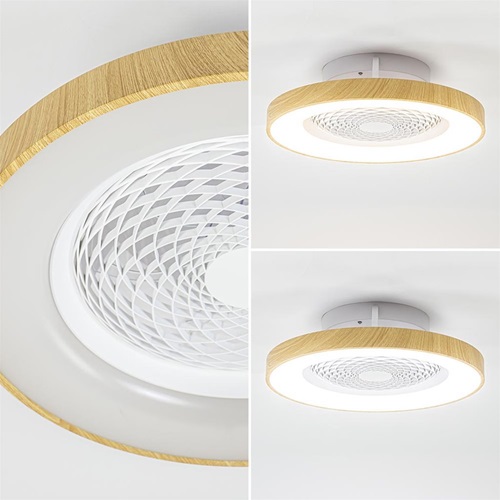 Design plafondventitalor wit met hout inclusief LED