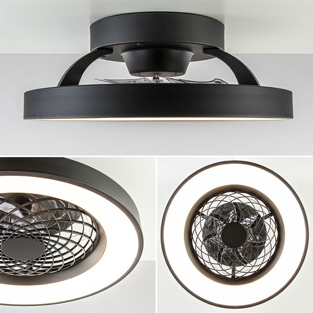 stad voorkomen Trottoir Moderne plafondventilator zwart inclusief LED | Straluma
