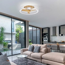 Plafondventilator wit met hout inclusief LED en remote BT