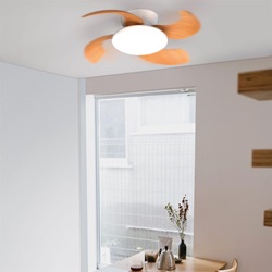 Moderne LED plafondventilator wit met houten bladen