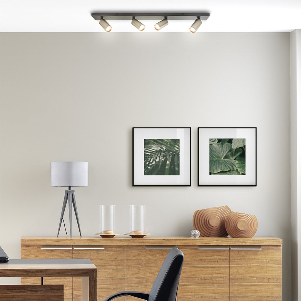 Plafondspot 4-Lichts zwart titanium