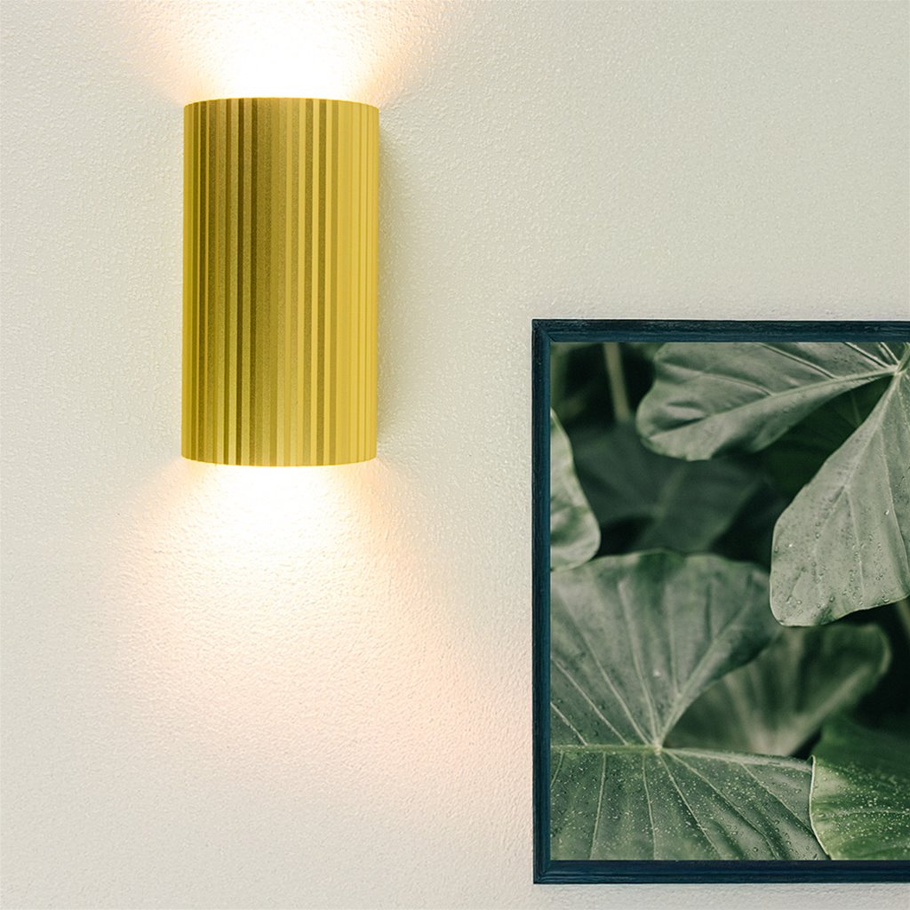 Wandlamp ribbel rond goud 2-lichts